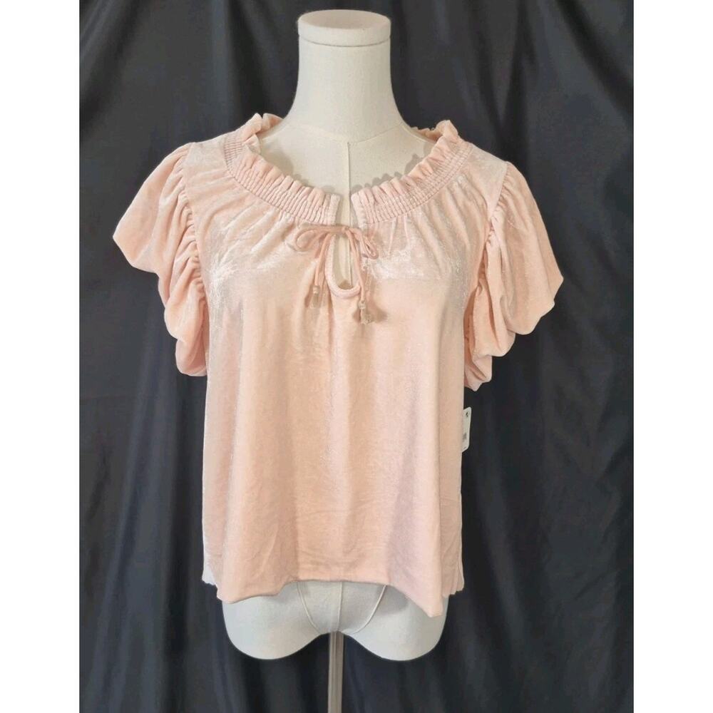 Free People Terese Pink Velvet Flutter Top New W Tag Small Flirty - Picture 3 of 10
